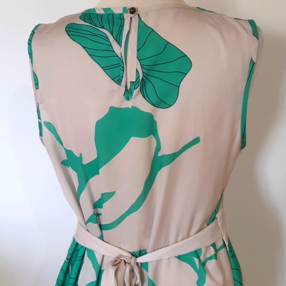 Gabriella Frattini Size 14 Floral Green Cream Dress Like New Condition - Picture 6 of 9